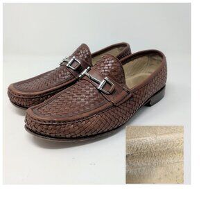 Vintage Mercanti Fiorentini Leather Loafers 10 Brown Weave